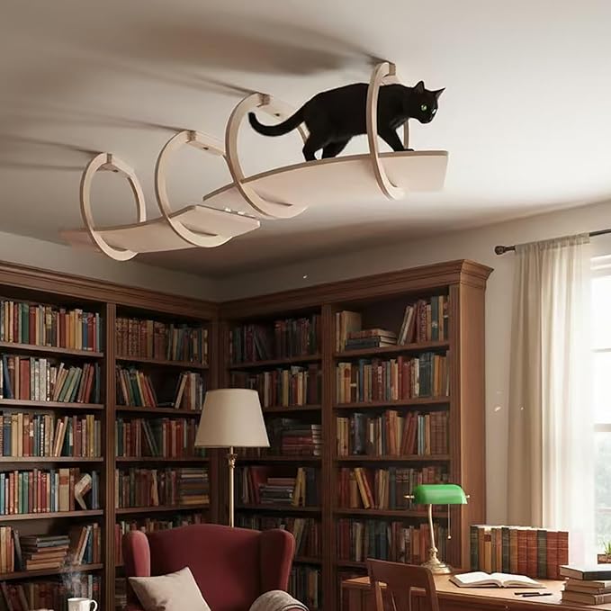 Wooden Cat Shelves for Wall, Cat Bridge, Sky Corridor, DIY Freedom Assembly, 2 Pcs