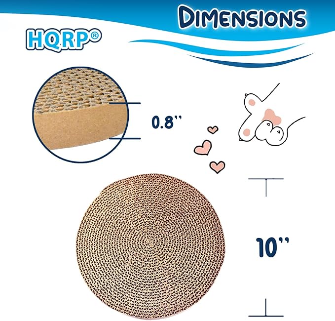 HQRP 3-Pack Round Cat Scratcher Refill, 10'' Round Scratch Pads for Cats, Refill for Cat Scratcher with Ball, Circular Cardboard Insert, Medium