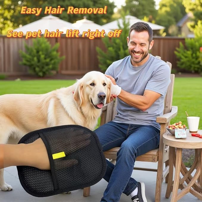 Pet Hair Removal Glove for Cats & Dogs – Efficient Grooming Gloves for Hair Removal, Reusable Tool for Cat & Dog Grooming, Also Works on Couches, Furniture, Carpets, Curtains (2 Pcs)