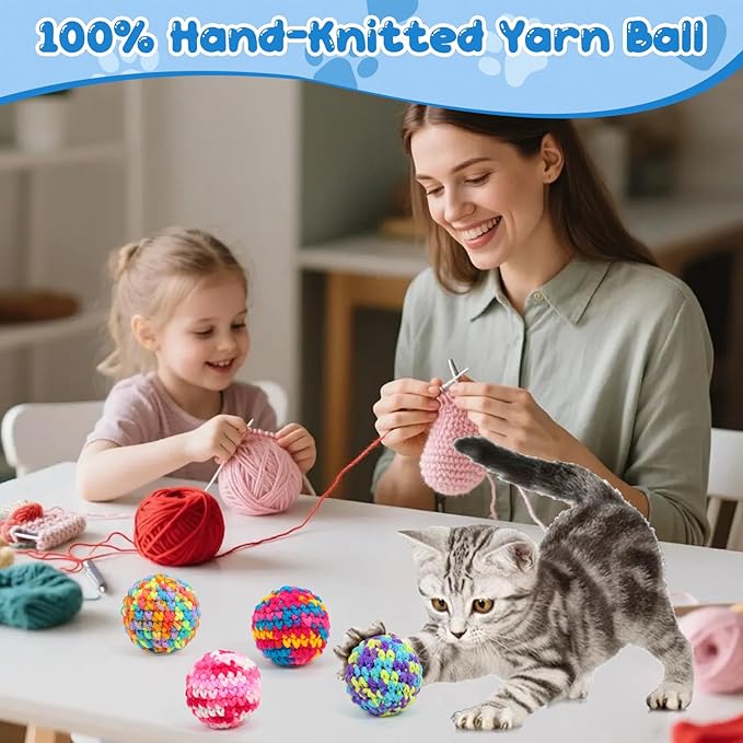 4 PCS Cat Toys Balls with Bells 4.5cm Colorful Cat Balls with Bells Soft Cat Cats Interactive Ball Toy for Cats Kitten Indoor Outdoor Playing Chewing Scratching