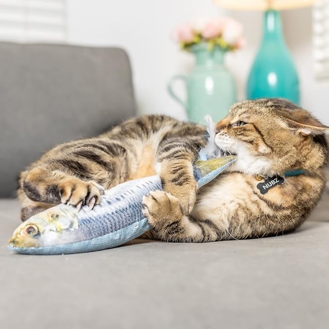 Huxley & Kent Kicker Cat Toy | Sardine | Large Strong Catnip Filled Crinkle Cat Toy | Plush and Burlap Toy Promotes Natural Hunting Instinct | Kittybelles