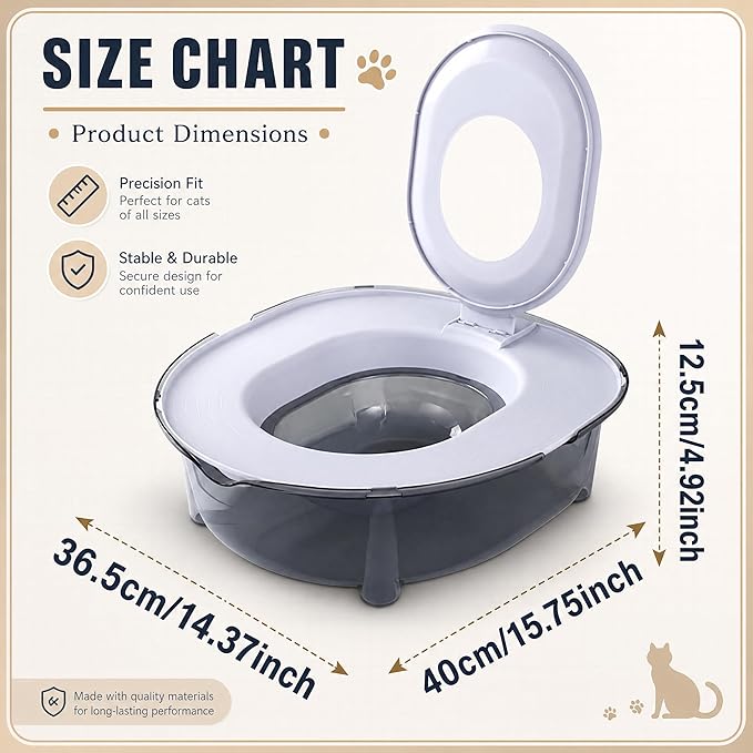 Cat Potty Training Kit for Indoor Cats, Portable Cat Toilet with Raised Anti-Splash Edge, Easy Clean Thickened PP Litter Box for Small and Medium Cats (Pink)