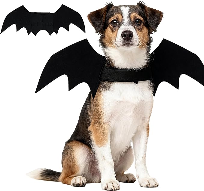 Dog Bat Wings Costume Halloween Pet Halloween Cosplay Party Dress Up Costume Bat Wings for Dogs and Cats Black Medium