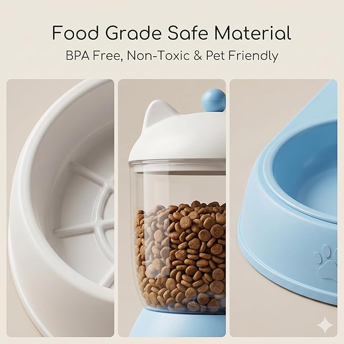 Cat Food Dispenser, Cat Feeder, Cat Feeder and Water Dispenser Automatic Pet Food Dispenser (1s)