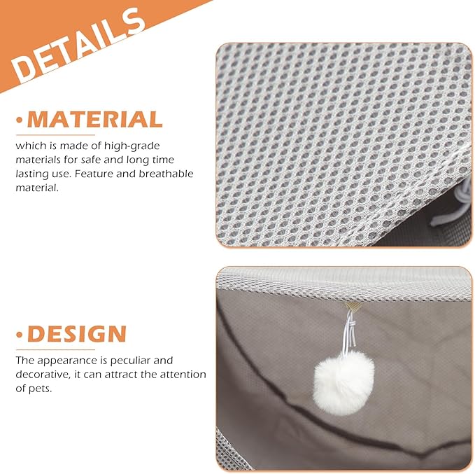 Yardwe Breathable Mesh Cat Hammock Bed for Cage, Small Summer Pet Hanging Nest, Machine Washable Gray M Size, Indoor Cat Playing Resting Furniture
