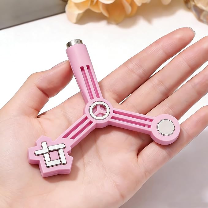 4 in 1 Nail Magnet, Cat Eye Gel Nail Polish Magnet for Nails, Compact Magnetic Nail Tool for French, Star & Cat Eye Designs, Strong Magnet Easy to Control for DIY Home & Nail Salon (HJ-NAT295-Pink)