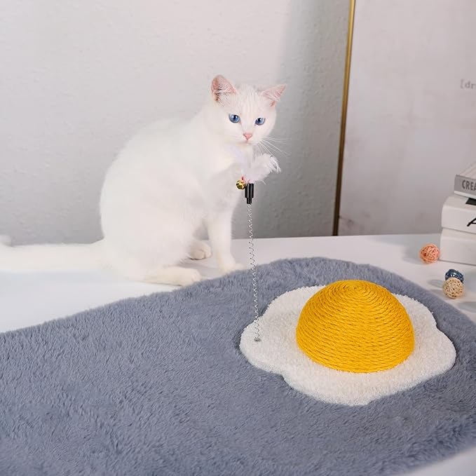 Cat Scratch Posts Round Cat Scratcher Poached Egg Wear-Resistant Round Claw Ball Scratching Board for Cats with Funny Cat Dtick Scratching Posts for Indoor Cats Scratching Pads for Indoor