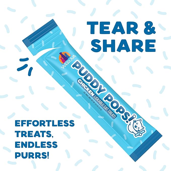 Weruva Puddy Pops, Chicken Lickable Cat Treats, 0.5oz Tube, Pack of 50