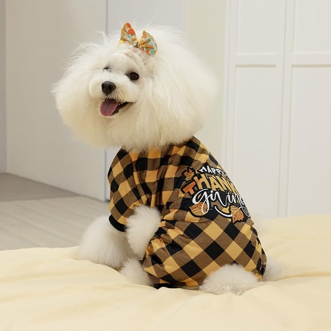 CuteBone Thanksgiving Dog Pajamas Costumes Pet Clothes Cat Apparel Shirt Winter Holiday Cute Pjs Outfits for Doggie Onesies P261L