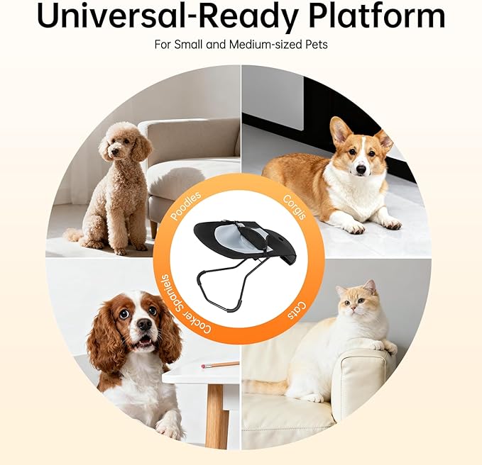 Pet Rocking Chair Solid Color Breathable Dog Bed Chair Portable Foldable Dog Cat Chair for Small Pets Weighing Less Than 33.07 lbs, 3 Levels Adjustable Height, Washable&Removable (Black)