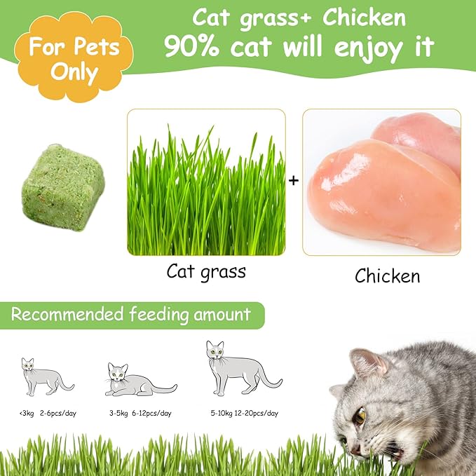 120g Cat Grass Treats for Indoor Cats, Freezed Dried Cat Grass Teething Stick Snacks for Cats, Edible Feline Chew Toys for Hairball Control and Oral Health