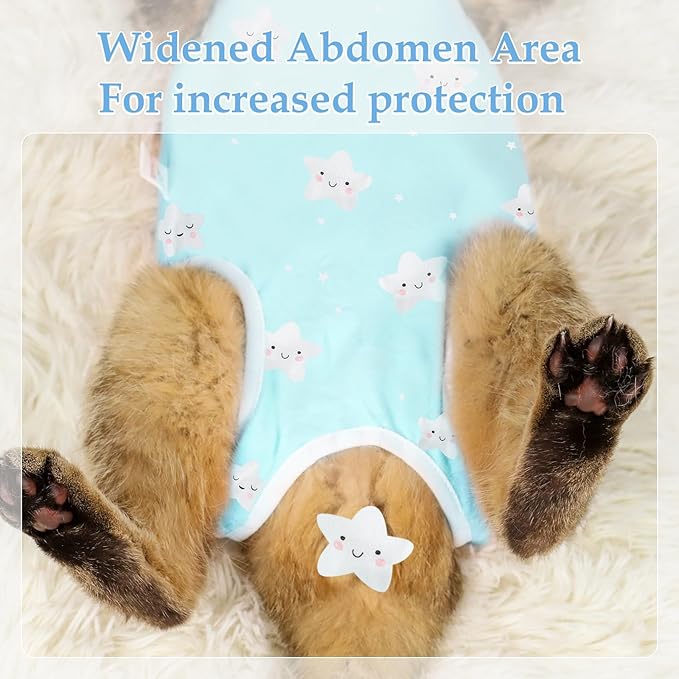 ANWA Cat Recovery Suit - Breathable Cat Onesie for Cats After Surgery Female, Kitten Surgery Recovery Suit Female Abdominal Wounds
