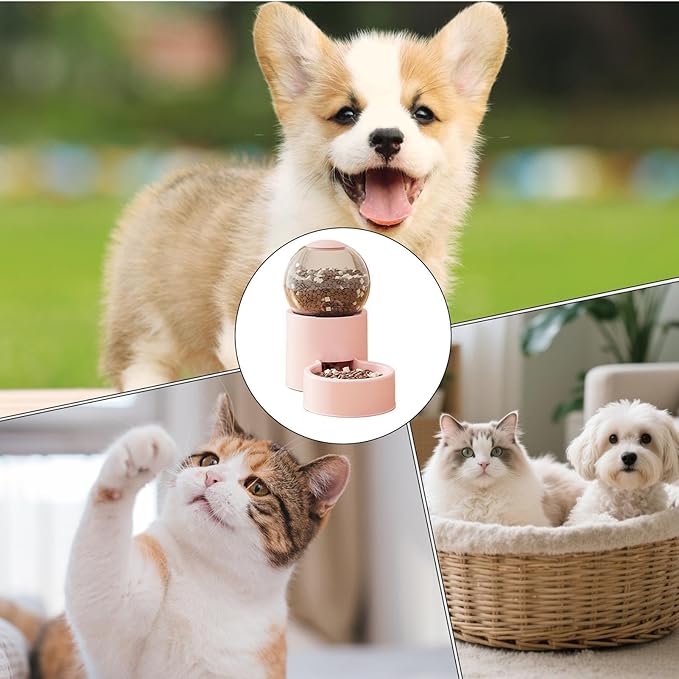 Automatic Pet Feeder - 26x16x14cm Dog Auto Feeding Bowl | Pet Food and Water Device | Large Capacity Puppy Water Dispenser | for Home Vacation Indoor Living Room Travel Weekend Trip Backyard