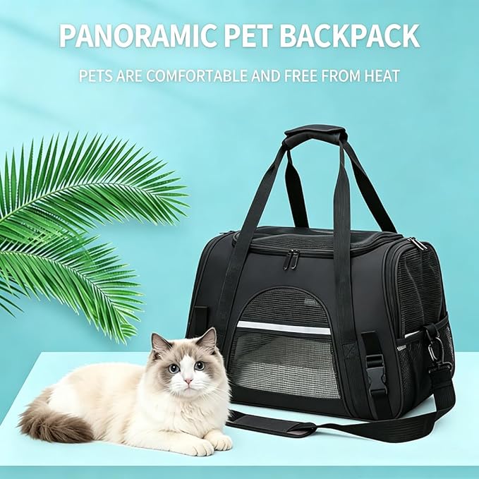 Cat Carriers, Dog Carriers, Pet Carriers – Airline-Approved Soft-Sided Bag for Cats & Small Dogs (Up to 15 lb), Foldable, Breathable Mesh, Privacy Cover, Washable & Lightweight