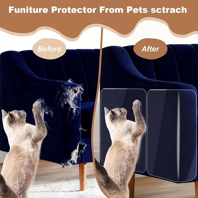 18 Pack Cat Scratch Furniture Protector, Cat Couch Protector from Claws, Anti Scratch Furniture Protectors from Cats Scratching, Anti Scratching Sticky Tape, Sofa Corners Paws Tape for Cats