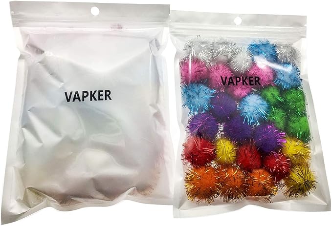 VAPKER 30 Piece Assorted Color Sparkle Balls Cat's Favorite Toy Tinsel Pom Poms Glitter