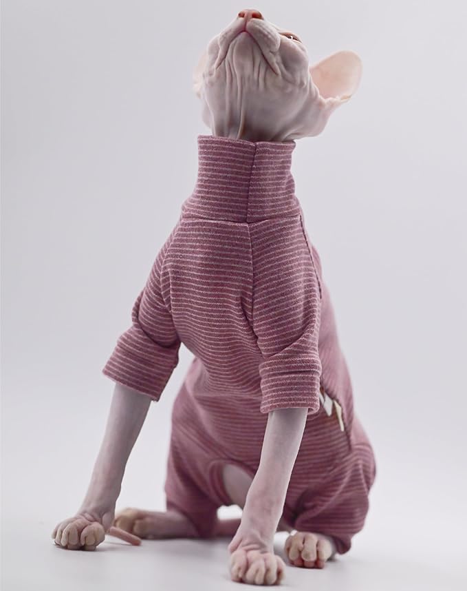 Hairless Cat Clothes Four-Legged Velvet Warm Soft Autumn and Winter Cat Apparel for Sphynx, Devon Rex, Cornish (Large)