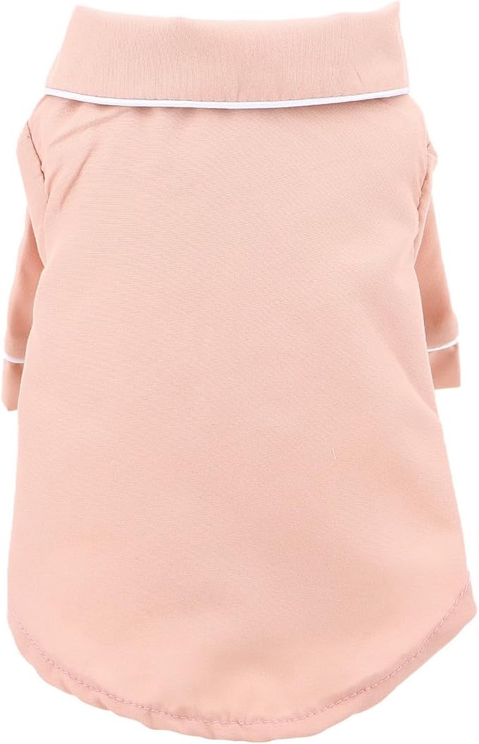 SMALLLEE_LUCKY_STORE Dog Pajamas for Small Medium Dogs Cats Soft Pet Sleepwear Shirts Comfortable Lapel Pjs Loungewear Clothes Bulldog Chihuahua Yorkie Two-Legged Outfit, Pink, 5XL