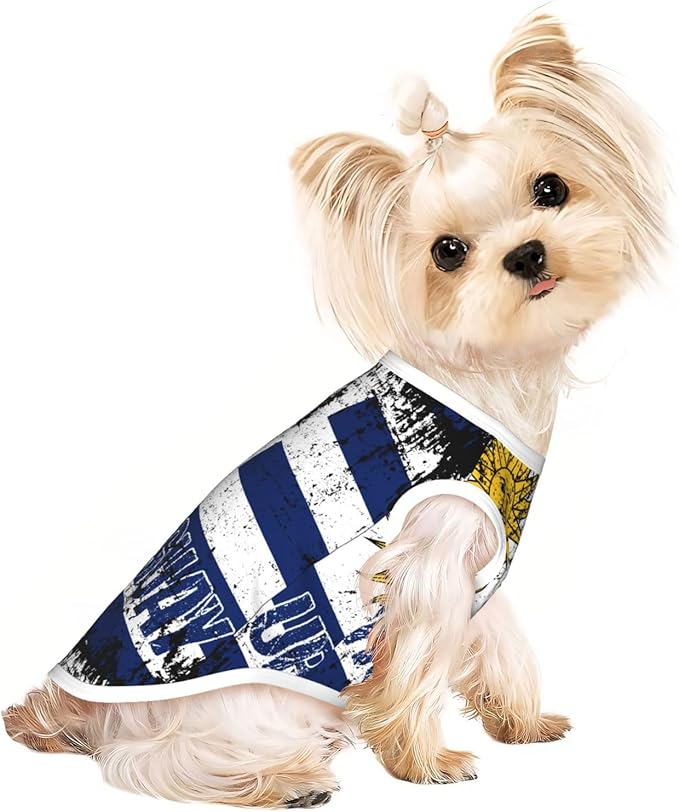 Vintage Uruguay Flag Uruguayan Pride Dog Shirts Sleeveless Puppy Cotton T-Shirts Breathable Dog Clothes Pet Apparel Tank Top Pullover Doggy Cozy Canine Wear for Small Dogs Cats Red Large