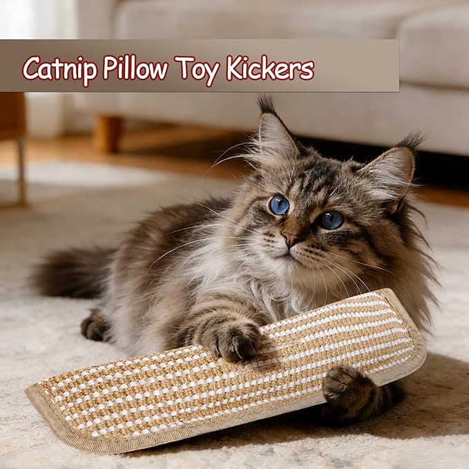 3 Pack 13inch Catnip Cat Kicker Toys Pillow Sisal Cat Toy Sticks for Bunny Kicking Cats Interactive Toys for Indoor Cats Boredom Breaker Cat Nip Toys Cat Chew Toy for Large Cats Kitty Kitten