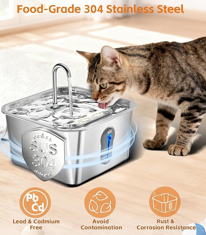4L Large Cat Water Fountain for Multiple Cats with 8 Filters Pet Water Fountain for Cats Quiet Indoor Pets Dog Small Animal Automatic Dog Water Dispenser for Drinking Watering Supplies