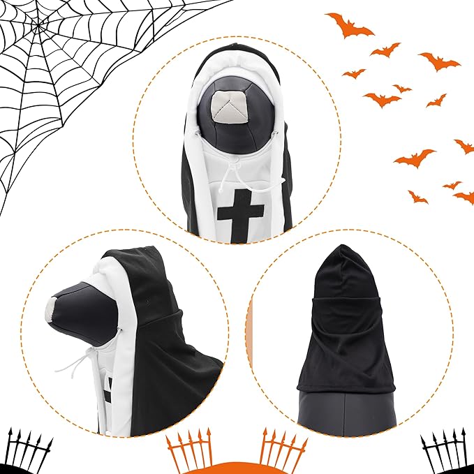 PET SHOW Nun Dog Costume for Small Dogs Puppy Halloween Cosplay Outfit Black White Cats Cloak Dress Up Adjustable Pets Apparel Holiday Party Clothes Boys Girls(S/M)