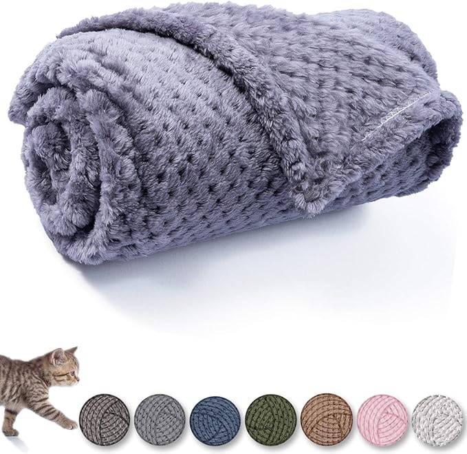 Warm Soft Fuzzy Dog or Cat Blanket, Plush Fleece Throws for Puppy, Kitten, Medium, Large Dogs - Purple (40" x 48")