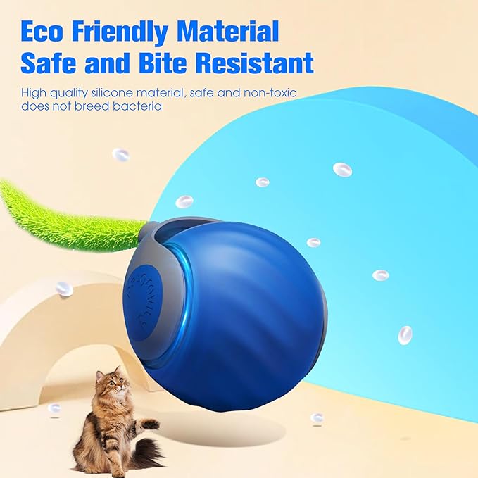 2026 New Upgrade Speedy Tail Cat Toy, Smart Interactive Pet Toys Comes with 4 Tails, Reinforced Version of The Cat Toys Balls, Two Speed Adjustment (Blue)