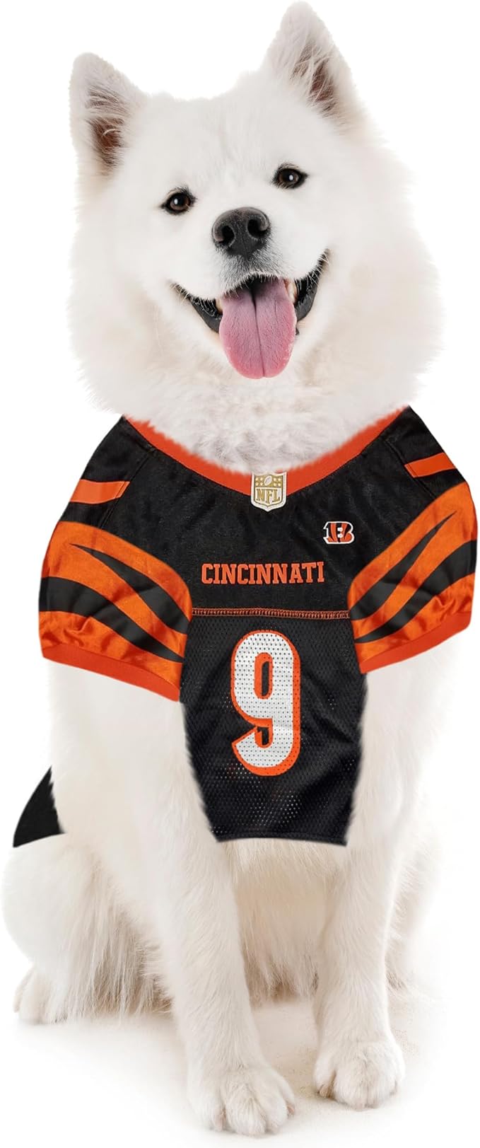 NFLPA Joe Burrow PET Jersey, NFL Dog Shirt, Size X-Large, Cincinnati Bengals Mesh Jersey for Dogs