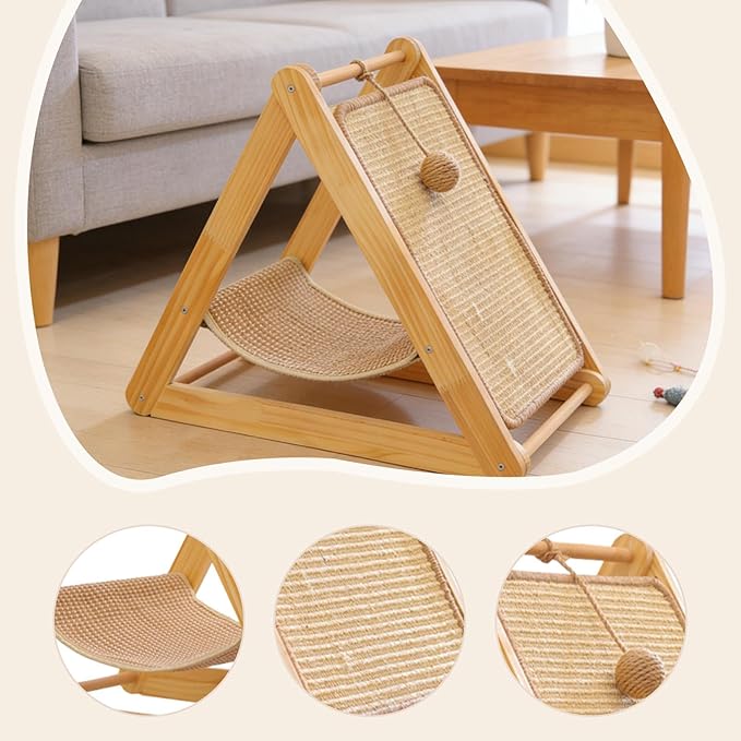 Baoblaze Cat Scratcher Bed Hammock Furniture Protector Rest and Supplies with Toy for Indoor Cats Scratch Pad