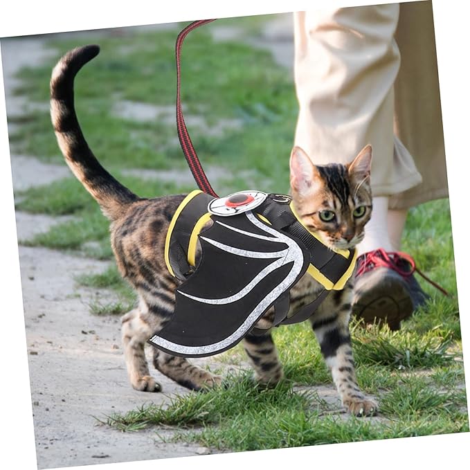 Kisangel 1set Cat and Leash Bat Style Pet Vest Leash Lightweight and Comfortable for Walking and Training Cats