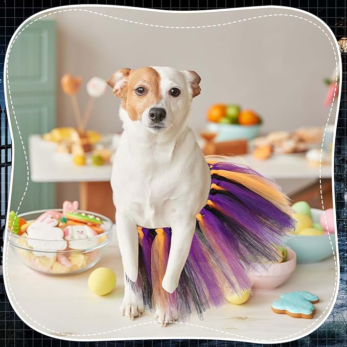 Dog Tutu Tulle Tutu for Dogs Small Large Medium Puppy Dress Ballerina Costume Skirt for Holiday Puppy Cats Bunny Pet Outfit Birthday Wedding Party Photo Prop Supplies(Halloween Color)