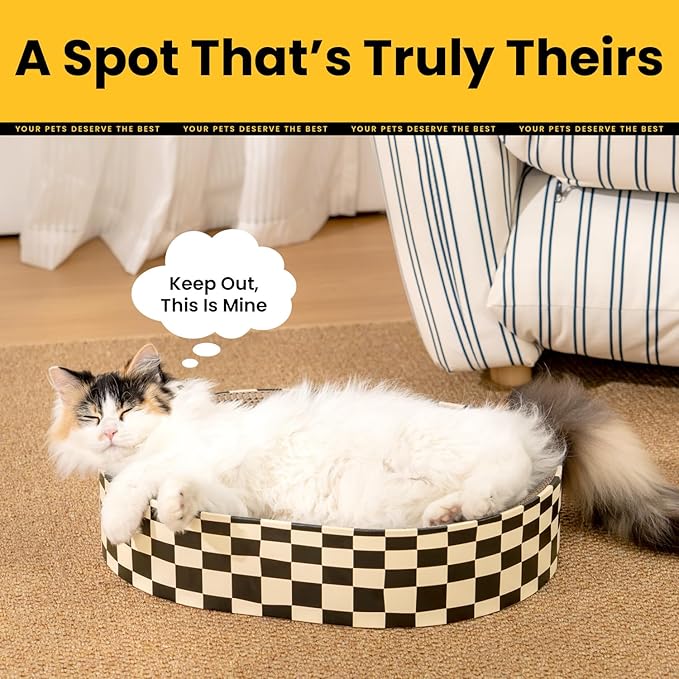 Conlun 2 Pack Oval Cat Scratcher Bowl, Curved Cardboard Scratching Pad Bed for Indoor Kittens, Mess-Free Enclosed Lounge Nest, Furniture Protector, Medium