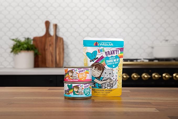 Weruva B.F.F. OMG - Best Feline Friend Oh My Gravy! Tuna & Chicken Charm Me with Tuna & Chicken in Gravy Cat Food, 3oz Pouch (Pack of 12)