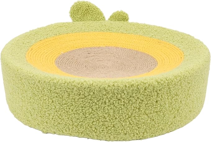 Pongnas Adorable Avocado Shaped Cat Scratcher Bed with Premium Sisal 3 inLounge Pad for Claw Care,Posture Support & Furniture