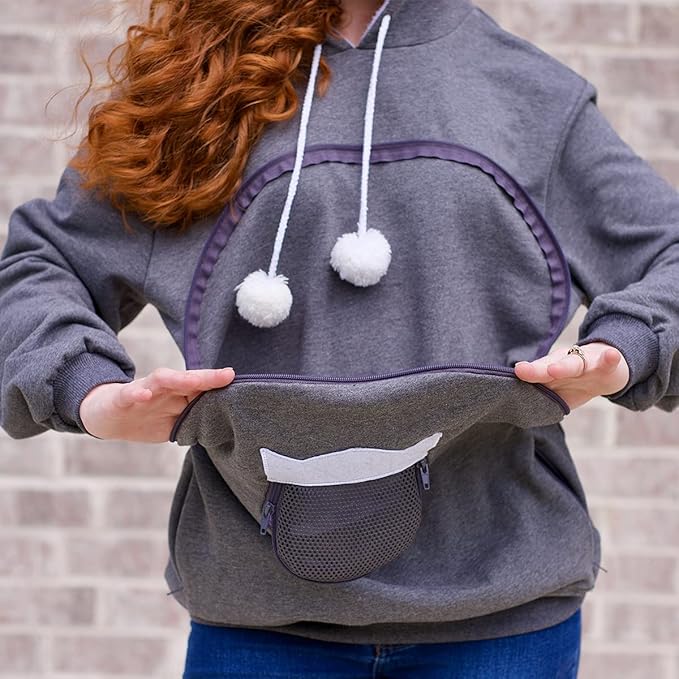 ALYC Pet Carrier Hoodie Cat Dog Pouch Holder Sweatshirt Large Pocket Pullover Shirt with Cat Ear for Women