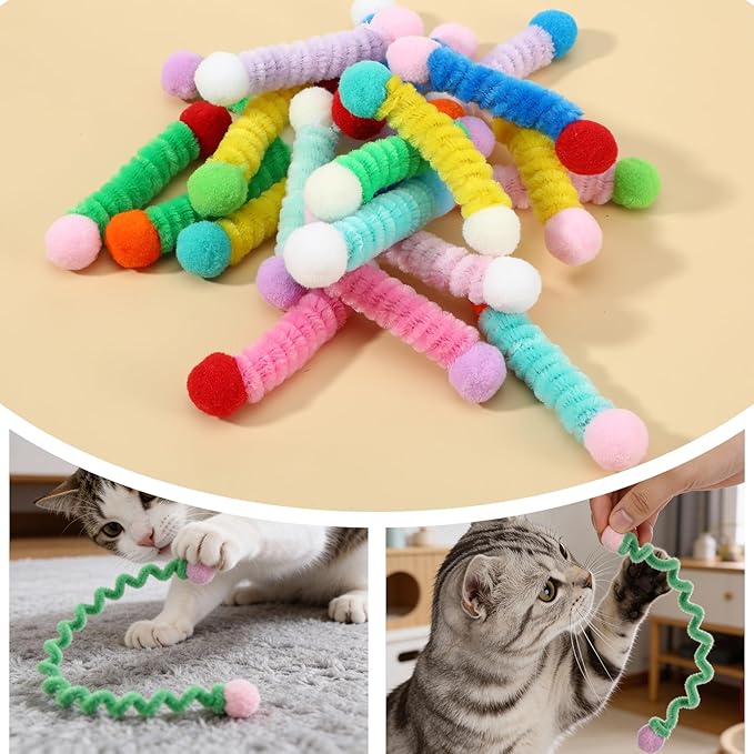 24 Pack Cat Spring Toy, Colorful Cat Spiral Spring, Attracting Cats to Interact for Swatting, Biting, Hunting Kitten Toys