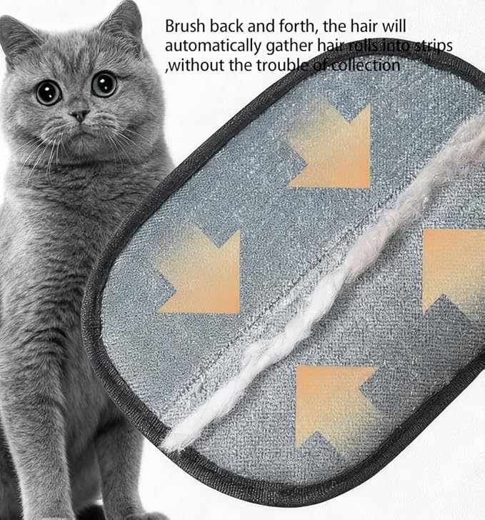 Electrostatic Pet Hair Remover Glove New Upgrade Efficient Pet Grooming Gloves Dogs & Cats Reusable Pet Pal Cleaning Glove for Couch Carpet Car Seat & Furniture Clothing (2 Pcs)