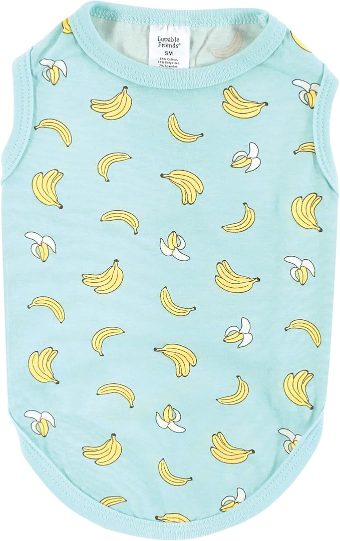 Luvable Friends Dog Pet Dog and Cats Cotton T-Shirts 2pk, Pizza Bananas, X-Large