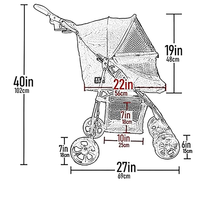 Pet Gear Happy Trails Lite Pet Stroller for Cats/Dogs, Zipper Entry, Easy Fold with Removable Liner, Safety Tether, Storage Basket, Cheetah Print