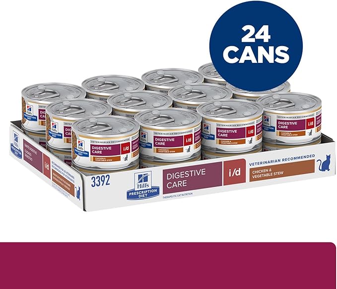 Hill's Prescription Diet i/d Digestive Care Wet Cat Food, Chicken & Vegetable Stew, 2.9 oz. Cans, 24-Pack