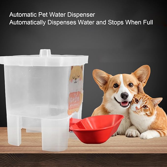 Zerodis Pet Water Dispenser, Multifunction Automatic Cat Water Feeder Large Capacity Freestanding Dog Drinking Container with Cover for Small Medium Pet Dog 7.09x7.09x8.27in