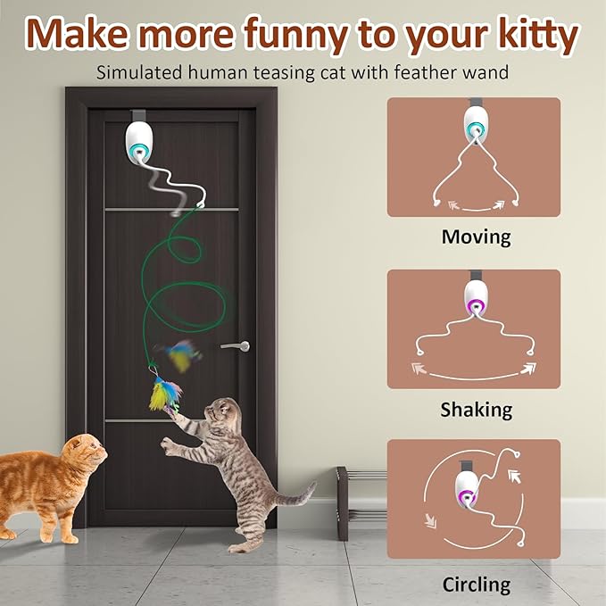Cat Toys for Indoor Cats,Interactive Door Hanging Retractable Kitten String Toys,Electronic Self Play Cat Teaser Toy
