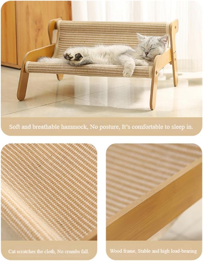 The Claw Lounge, 2 in 1 Cat Hammock Lounge, Wear-Resistant Scratching Pad Lounge Chair, Pet Furniture Sofa Shaped, Cute Large Scratch Mat Scratching for Playing (Khaki2)