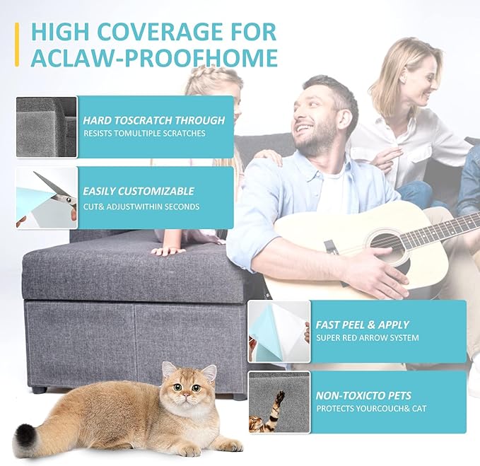 XMZCYMyo Couch Corner Furniture Protector from Cats, Double Sided Sofa Anti Scratching Sticky Tape, Corner Couch Protector for Cats, Cat Scratch Deterrent Tape (10 pcs)