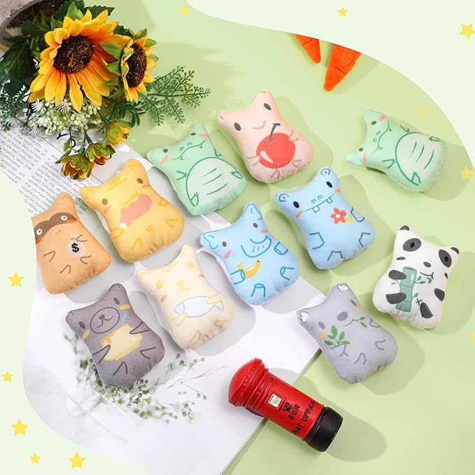 Gejoy 20 Pack Catnip Toys for Indoor Cat Plush Kitten Cat Chew Toys Catnip Kitten Entertaining Interactive Safe Teeth Cleaning Dolls(Charming)