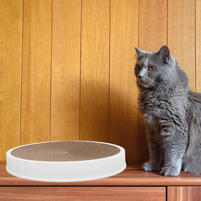 Artibetter Corrugated Cat Scratching Board Bowl with Replaceable Cardboard Core Round Cat Lounger Scratch Pad Furniture
