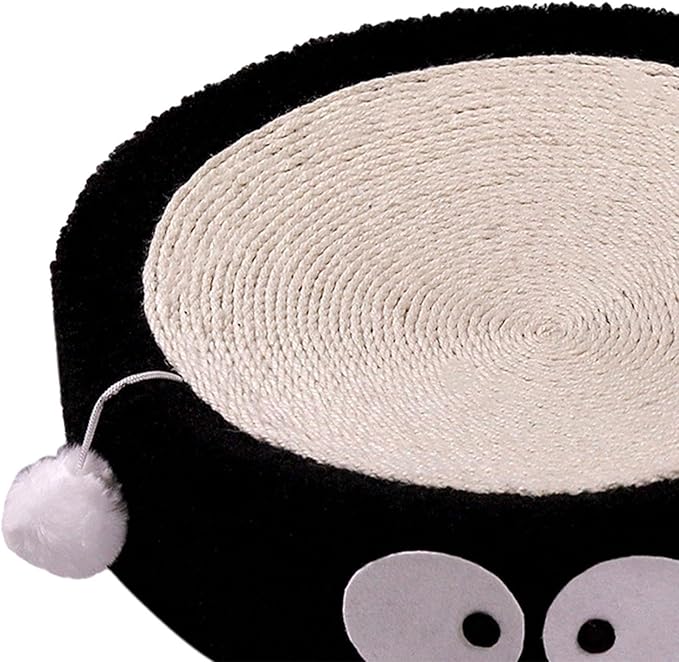 Cat Scratch Pad Bowl Nest Corrugated Cat Lounge Comfortable Claw with Interaction Ball Toy Furniture Protector, Black Circle