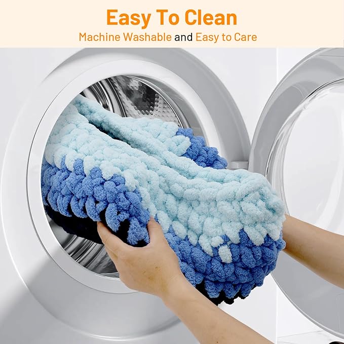 Handwoven Soft Cat Cave Bed, Indoor Cat Beds with Washable Round Nest, Kitten House & Cat Furniture, Cloud Blue