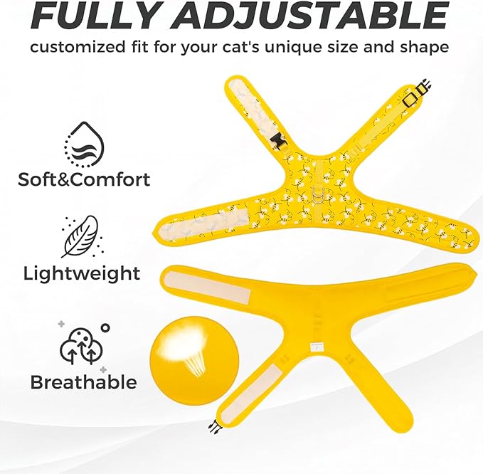 BINGPET Cat Harness with Leash and Collar for Walking - Escape Proof with 59 Inches Leash - Adjustable Soft Vest Harnesses for Medium Large Cats Bee